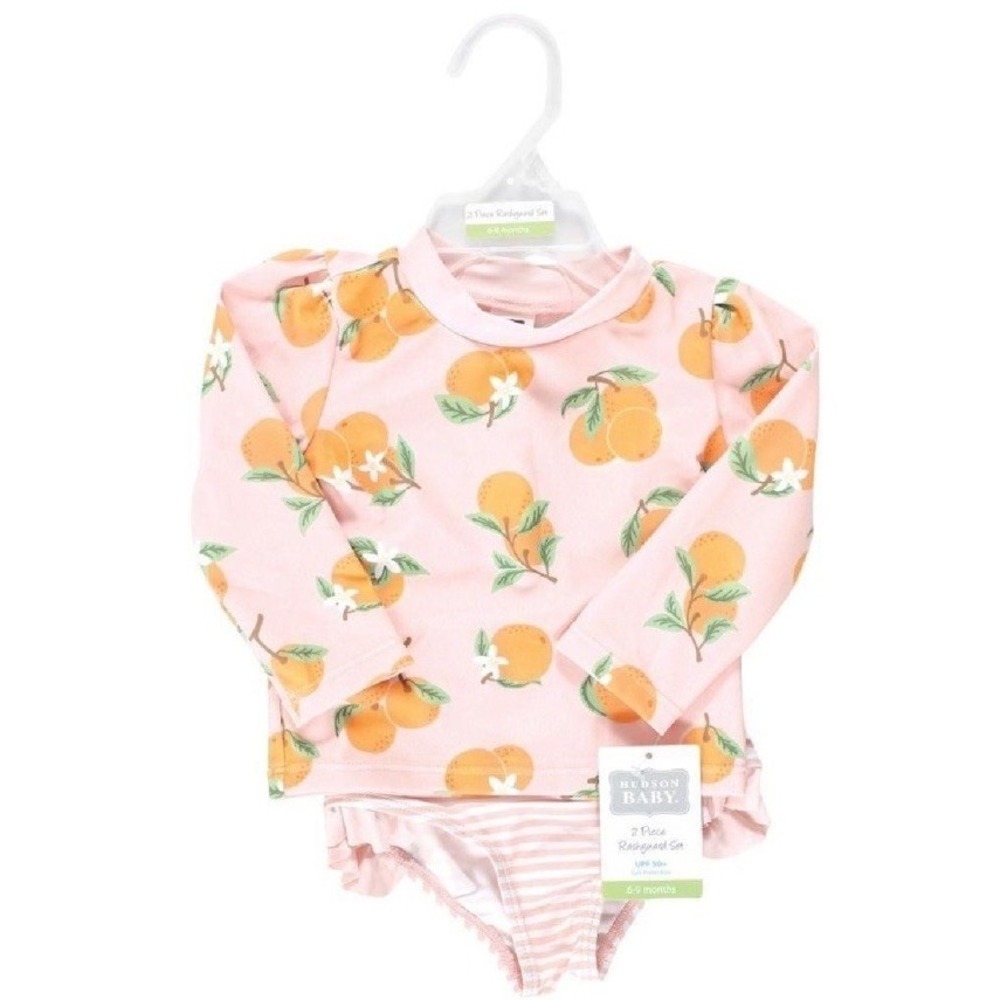 Hudson Baby Baby‑Girls 3-6 Month 2‑Piece Swim Rashguard Set with UPF 50+ NWT